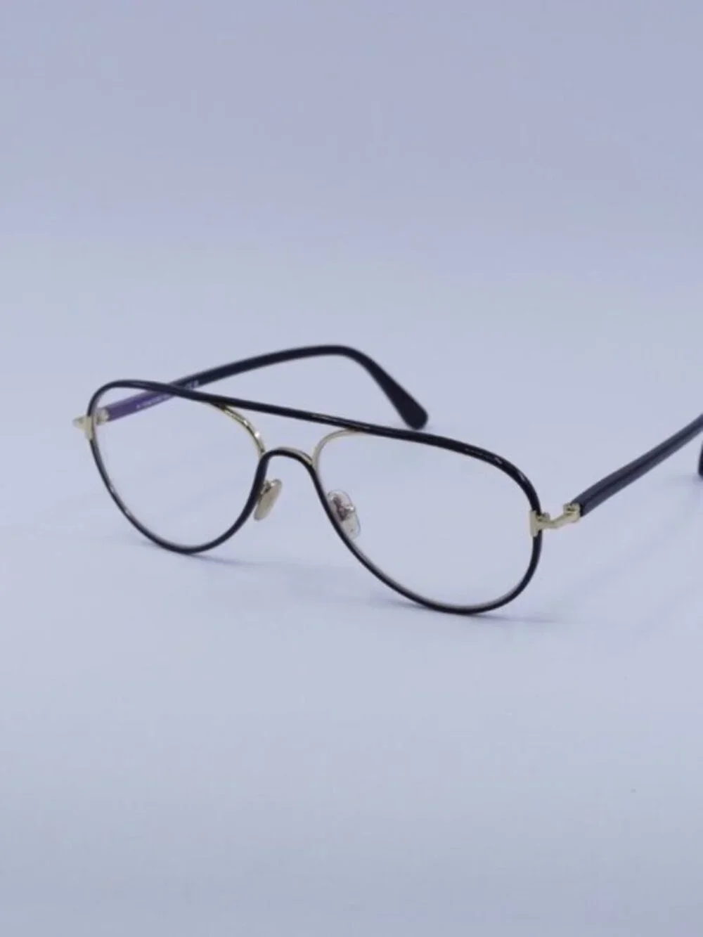 Tom Ford FT5897-B 001 Eyeglasses Black 57mm Aviator Frame, Blue Light Block